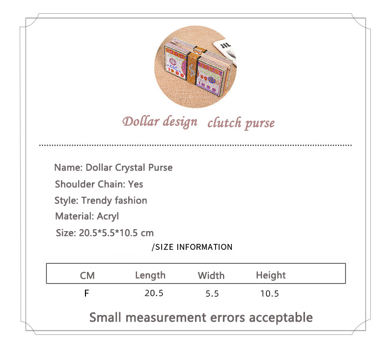 2021 New Arrival High Quality Shoulder Purse Sets, Us Dollars Figure Square Box Purse Bag Handbags