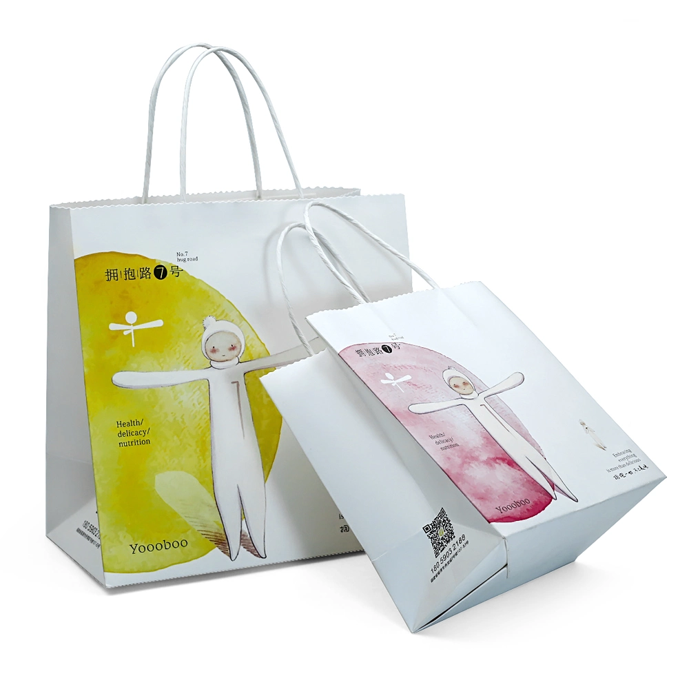 Custom Printing Cosmetic Paper Bag White Kraft Paper Bag Branded Bags