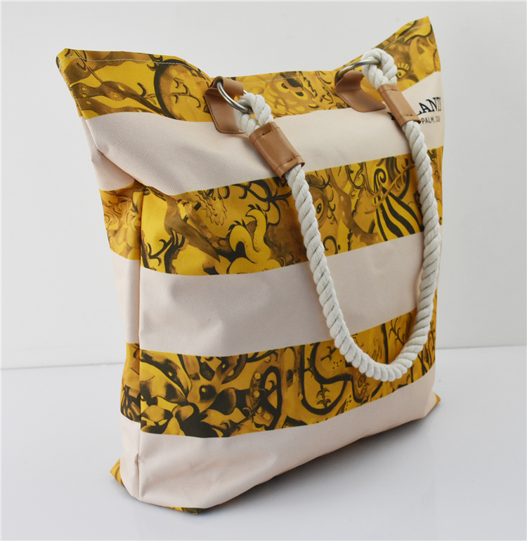 Travel Female Soft Leather Cotton Rope Clutch Handbag Tote Bag