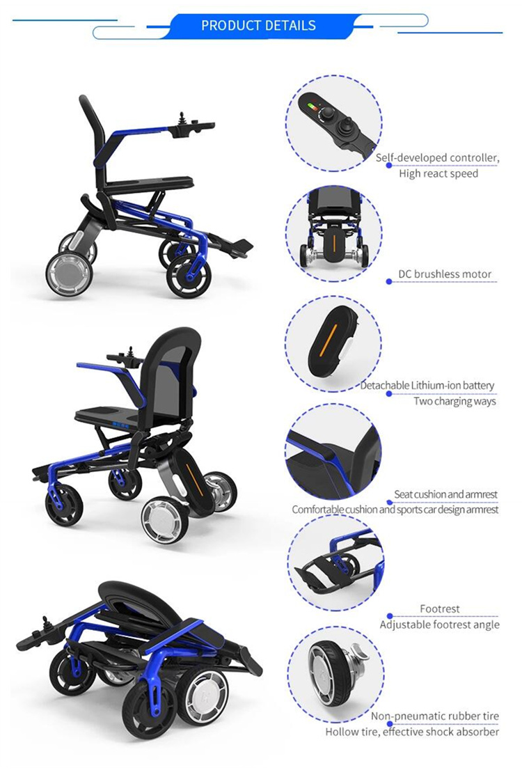 Light Portable Foldable Electric Power Wheelchair
