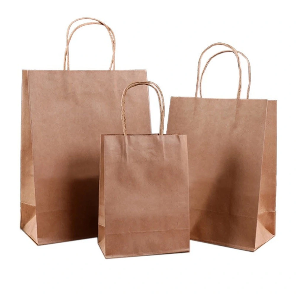 OEM Printed Brown Kraft Paper Tote Branded Kraft Paper Bag