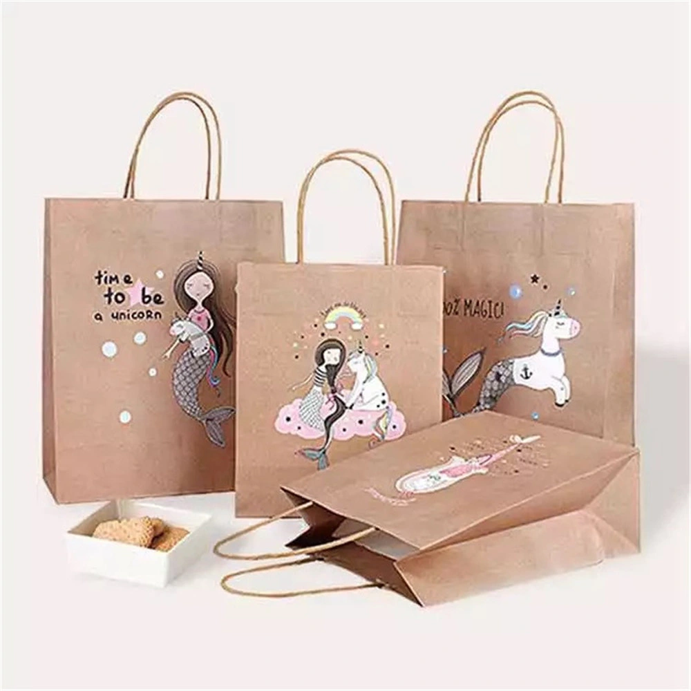White/Brown Recycled Kraft Paper Shopping Bag Carrier Gift Tote