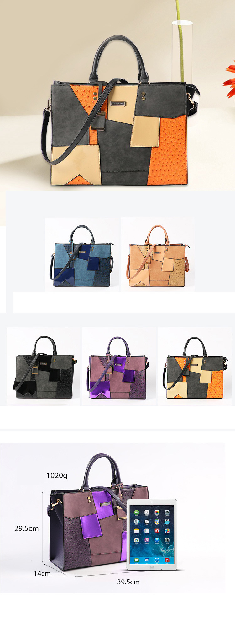 High Quality Custom Shoulder Splicing Luxury Lady Handbags Tote Bag