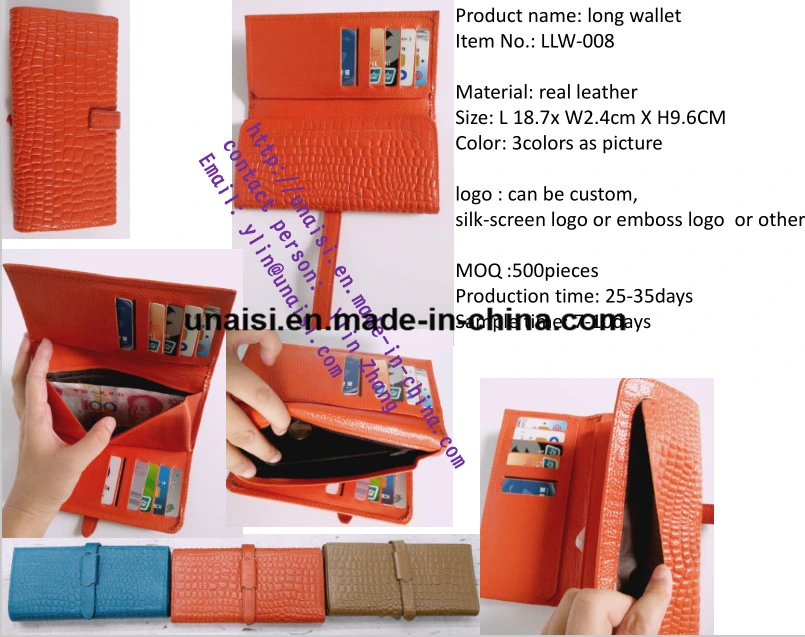 Wholesale Stock and Custom Leather Clutch Purse Long Ladies Wallet Purse