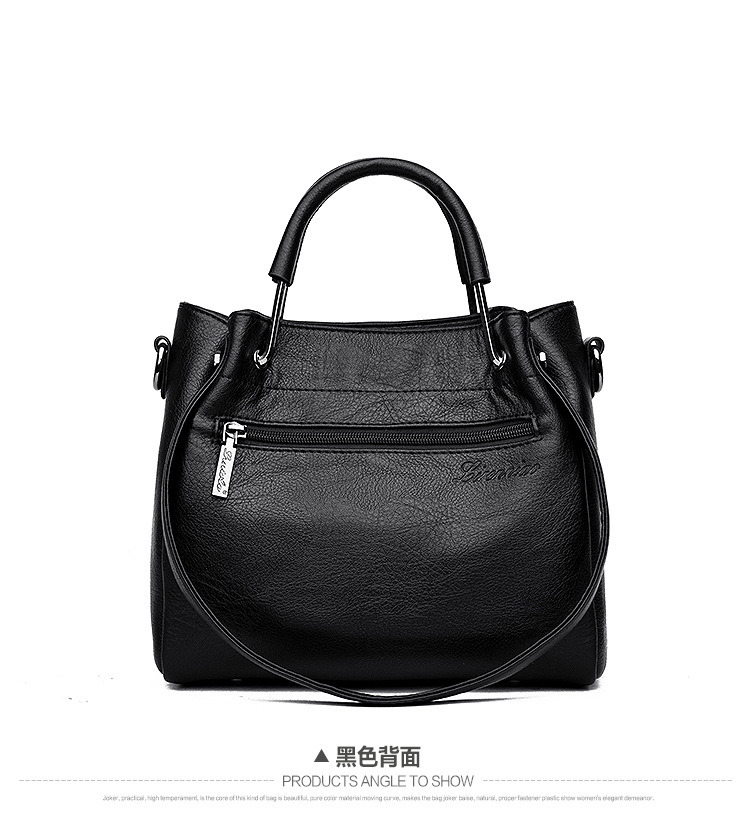 2021 New Korean Fashion Women's Bag Soft Leather Retro Bucket Bag Handbag