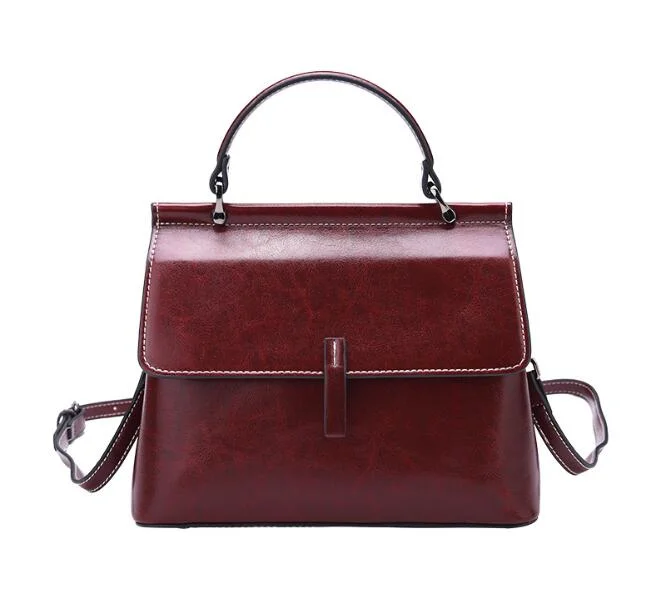 in Stock Fashion Cowhide Leather Handbags Hand Bag, Genuine Leather Brand Bag