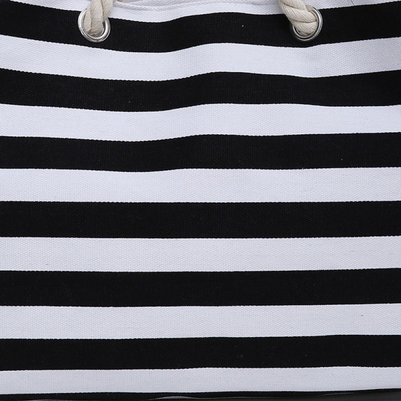Distributor Hot Sell Beach Striped Canvas Lady Shoulder Tote Handbags