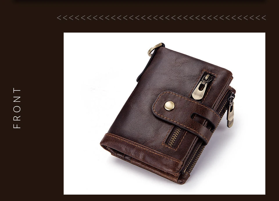 Genuine Cowhide Leather Wallet Purse Men Wallets Purse with SD Holder Card Holder