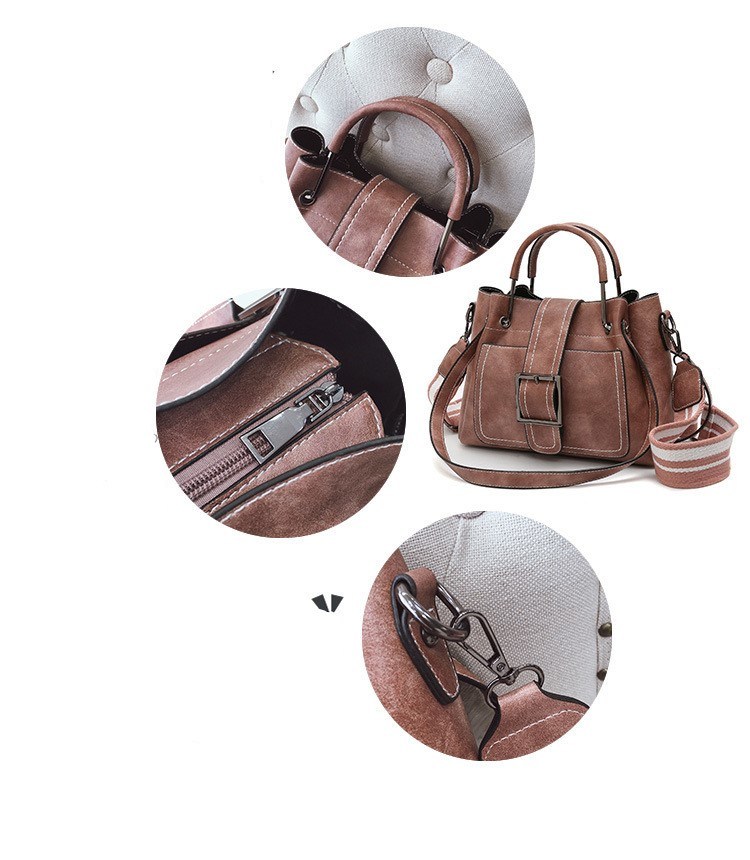 New Arriving European Retro Bucket Shoulder Bag Women Leather Handbag