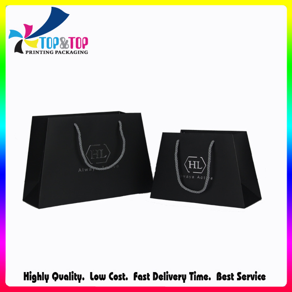 Custom Logo Printed Black Bag for Jewelry Packaging