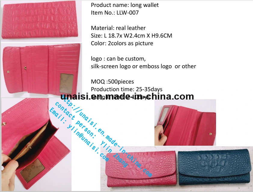 Wholesale Stock and Custom Leather Clutch Purse Long Ladies Wallet Purse