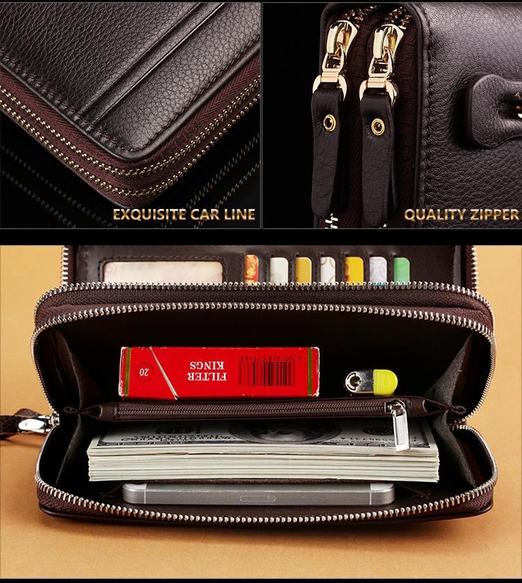 Men Wallets with Coin Pocket Long Zipper Coin Purse