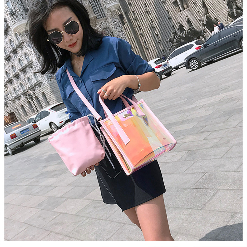 Wholesale Transparent Laser PVC Tote Bags Women Handbags 2019