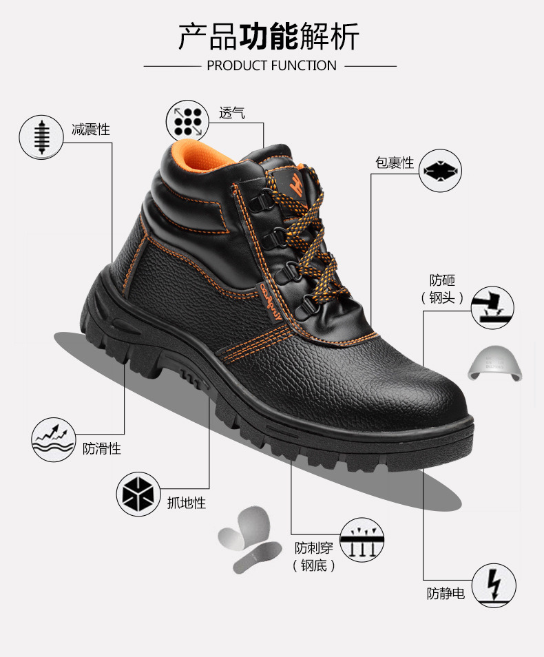 Safety Boots Steel Plate Water Resistant Boots Women Shoes for Work