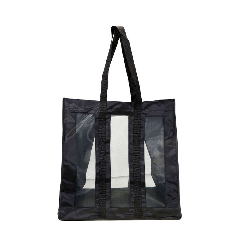 Black Unisex Sheertransparent Mesh Tote Summer Beach Bag Travel Shopping Bag