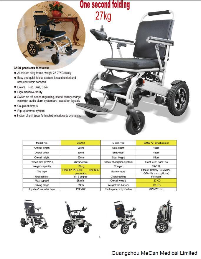 Lightweight Foldable Electric Power Wheelchair with Lithium Battery for Elderly People