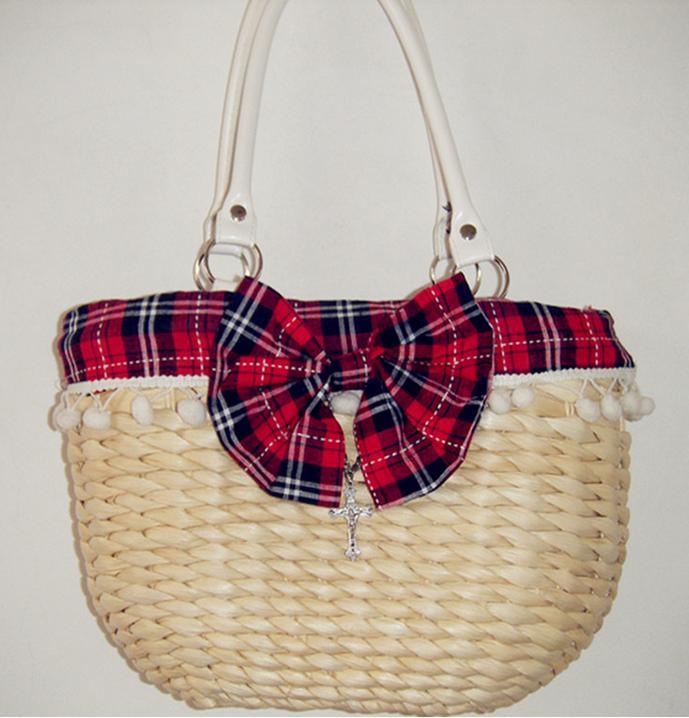 Scottish Trimming Straw Bag Handbag Shoulder Bag