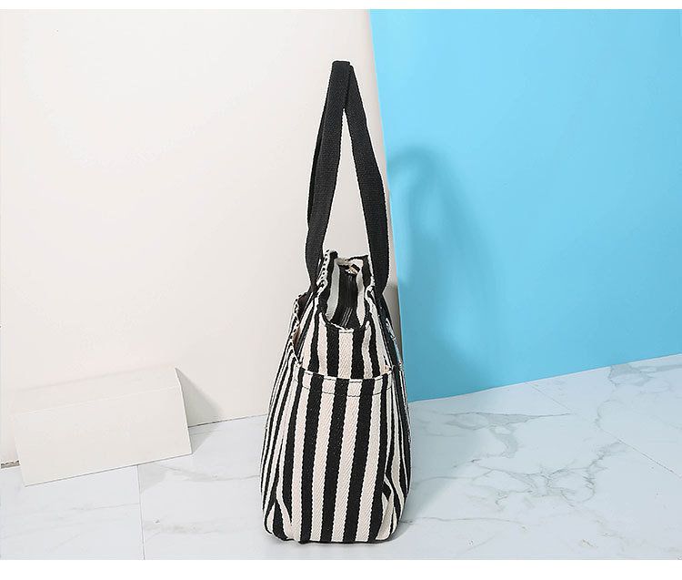 Lady Fashion Cotton Stripe Canvas Tote handbag Satchel Handbag