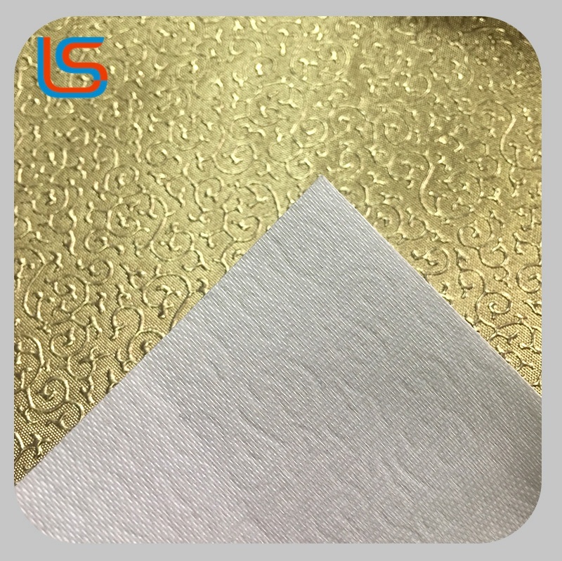 Gold and Silver Double Color Embossed PVC Synthetic Artificial Decorative Leather