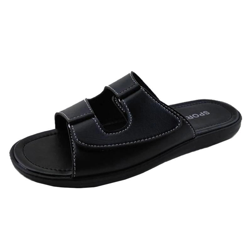 Summer Male Black Slippers Men, Men Leather Sandals and Slippers Manufacturer, Design of Mens Leather Slippers