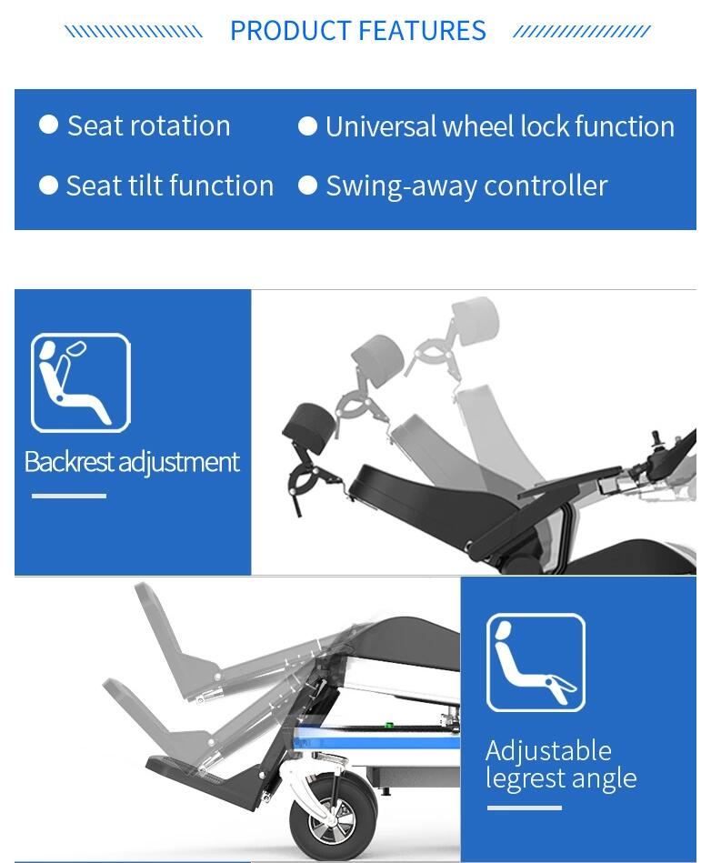 Folding Recline Back Electric Wheelchair with Lithium Battery