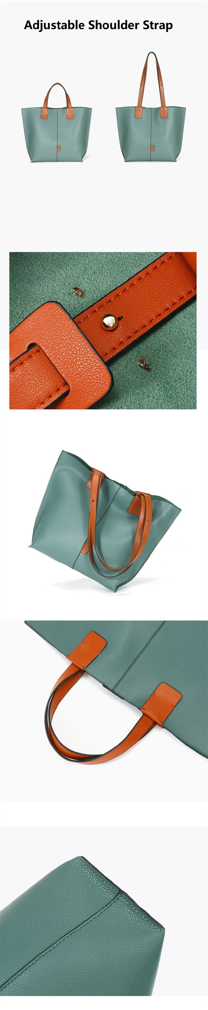 New Design Lake Green Soft Genuine Leather Ladies Tote Lash Handbag