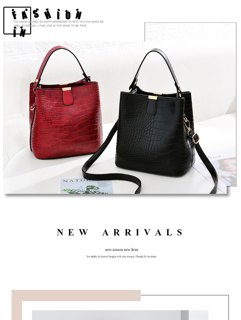 2020 Latest Hot Sale Crocodile Bucket Tote Bags Fashion Large Capacity Woman Handbags