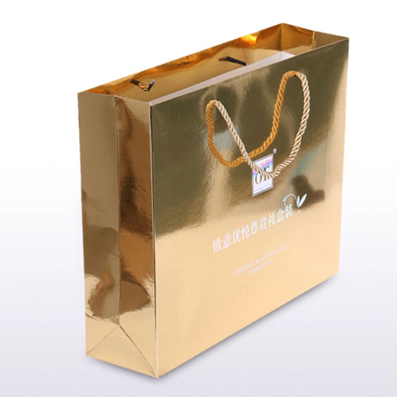 Wholesale Blue Custom Printed Packaging Luxury Gift Tote Carrier Paper Bag with Logo Print for Shopping