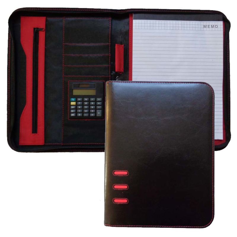 Australian A4 Black Leather Compendium Wallet with Notepad