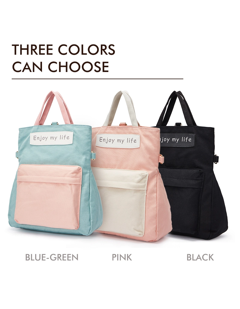 Four Usages Women Girls School Backpack Crossbody Bags Large Capacity Canvas Backpack