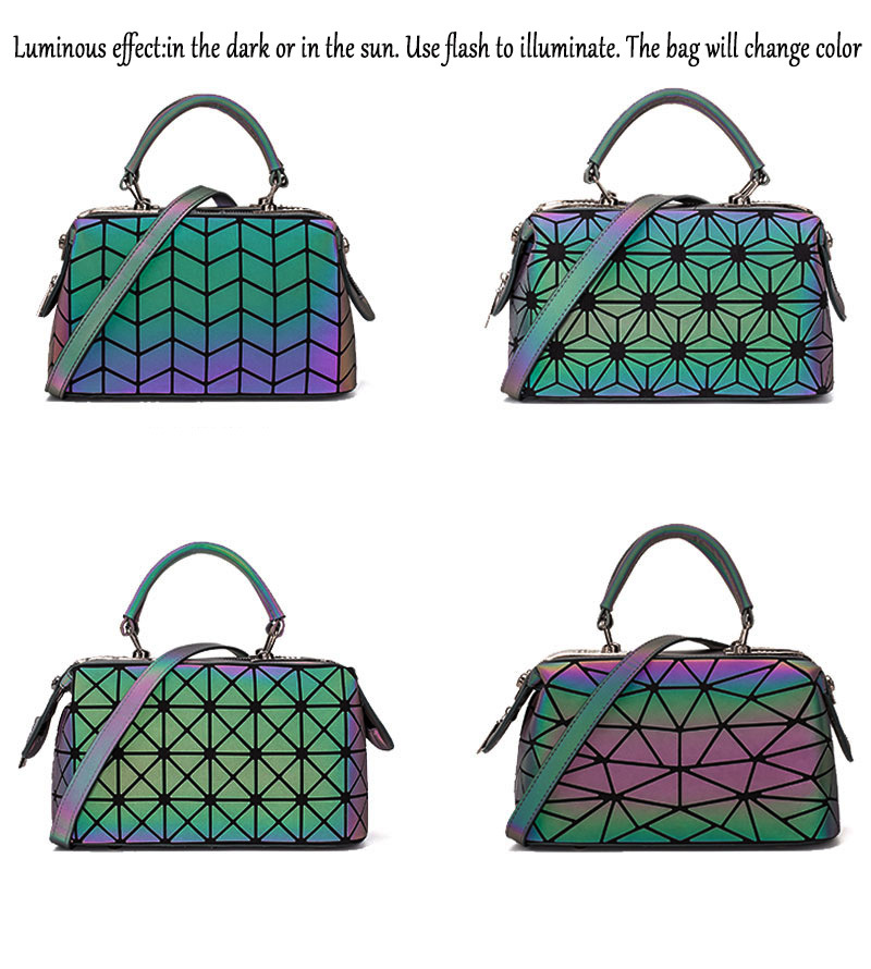Laser Geometric Tote Bags Zipper Luminous Ladies Handbags