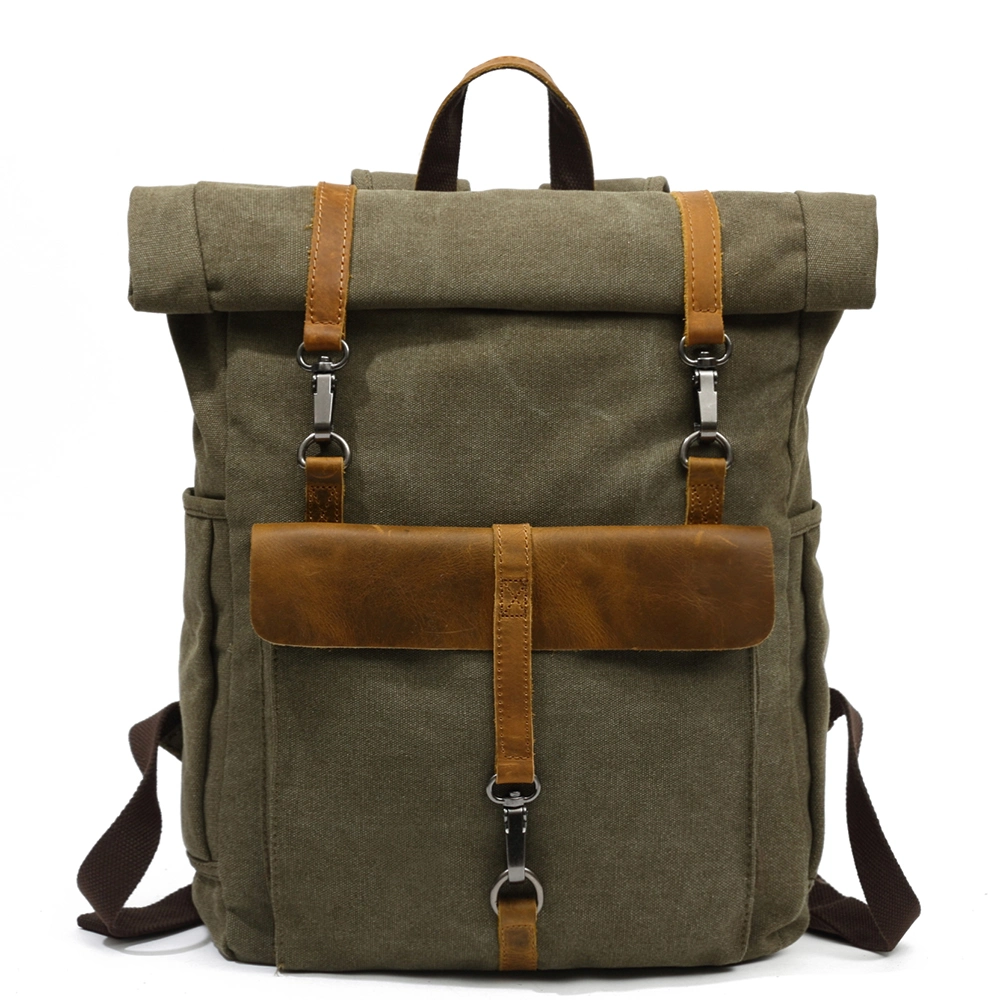 High Quality Leather Canvas Sport Hiking Handbag Backpack (RSF8828)