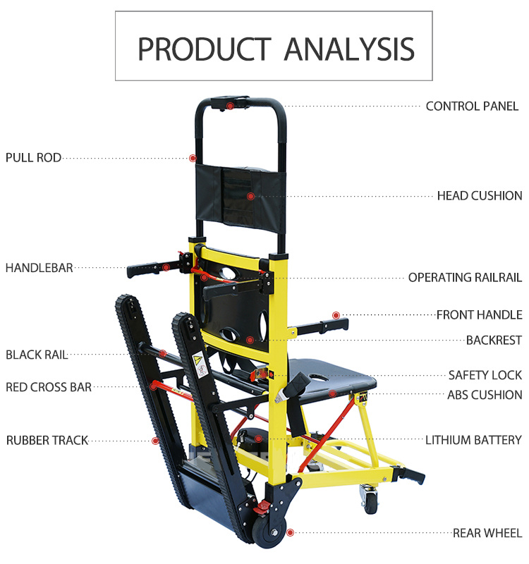 160kg Loading Folding Electric Manual Stair Climbing Wheelchair