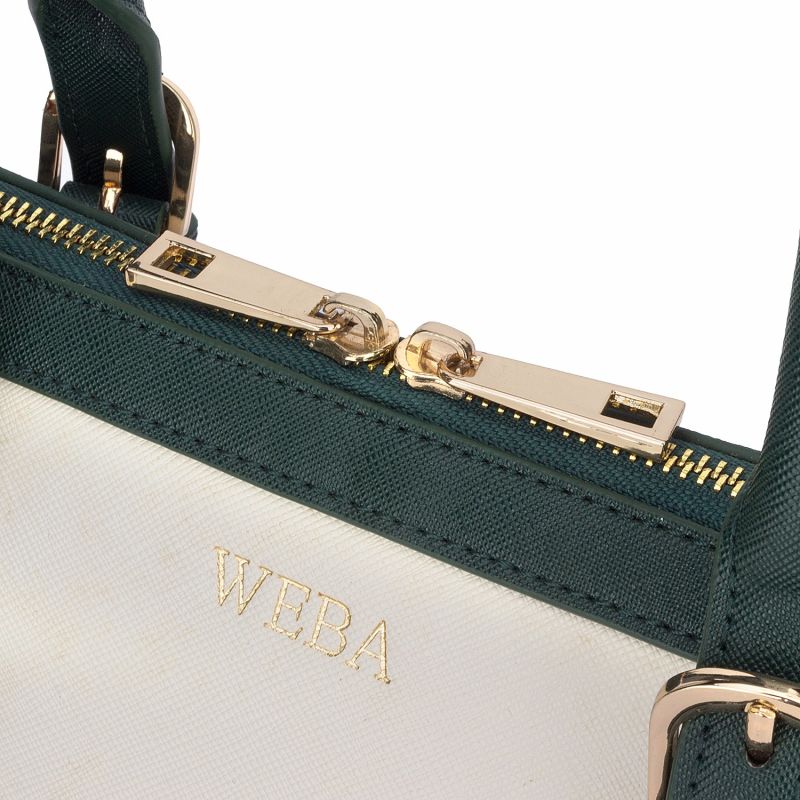 White and Green Color Women Designer Bag