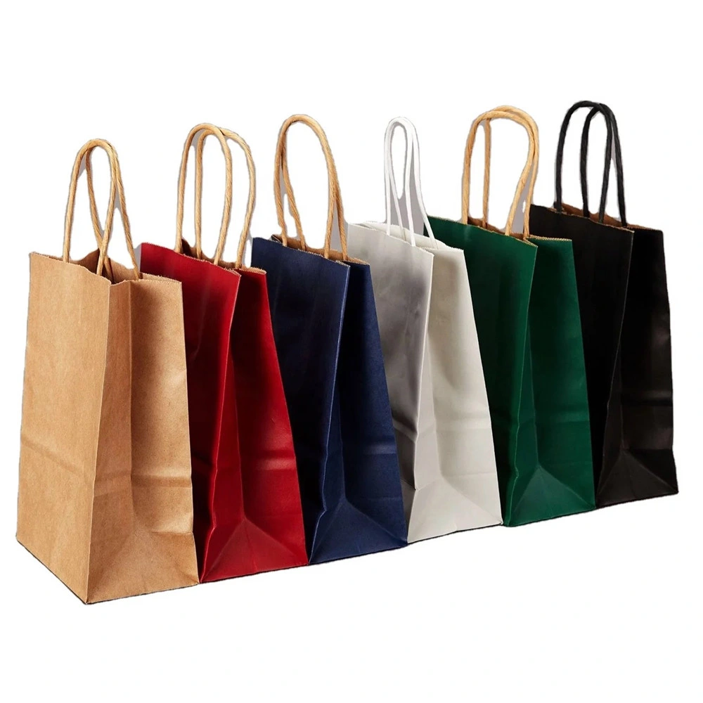 White/Brown Recycled Kraft Paper Shopping Bag Carrier Gift Tote