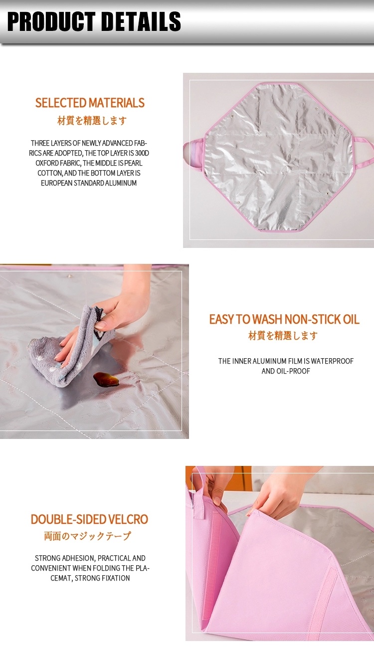 Foldable Tote Insulated Cooler Lunch Box with Front and Rear Pockets for School