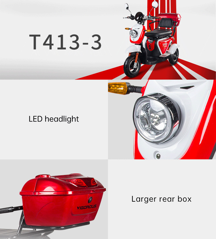T413-3 Light Weight Scooter Smart Electric Tricycle 3 Wheels with 500W Motor