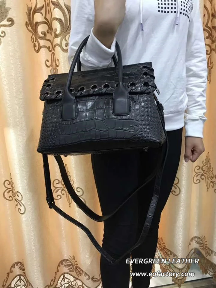 Black Real Leather Crocodile Bag Women Tote Handbag Wholesale Emg5473