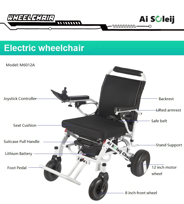 10 Inch Rear Wheel Folding Electric Lightweight Power Wheelchair