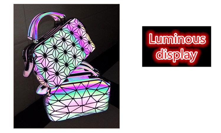 Laser Geometric Tote Bags Zipper Luminous Ladies Handbags