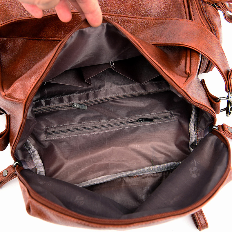 Fashion Girl School Bag Backpack with Rivet Lady Crossbody Handbag
