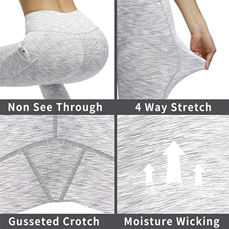 High Waist Yoga Pants with Pockets Tummy Control Workout Pants 4 Way Stretch Pocket Leggings