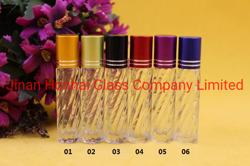 Glass Roll on Ball Essential Oil Perfume Bottle, Blue, Amber, Clear, Matte White