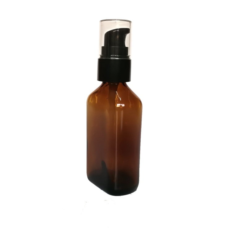 2oz Flat Square Amber Glass Cosmetic Dropper Bottle