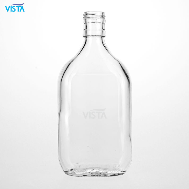 375ml Clear Flat Glass Bottle for Liquor with Screw Cap Wholesale
