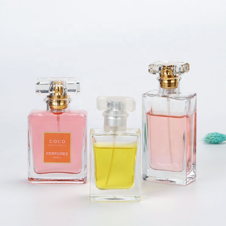 Clear Luxury Perfume Glass Square Bottle of Perfume Bottle 30ml 50ml 100ml