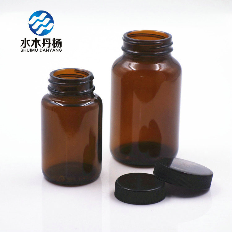 Wide Mouth 100ml 200ml Amber Tablet Glass Bottle for Medicine