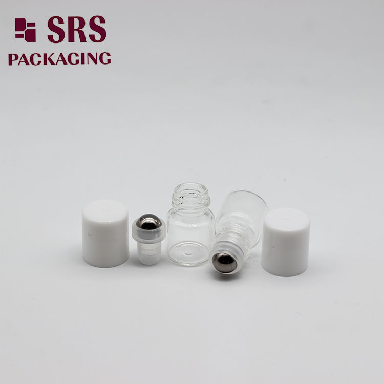 SRS Empty Mini Clear Color 1ml Glass Bottle with Roll on Top