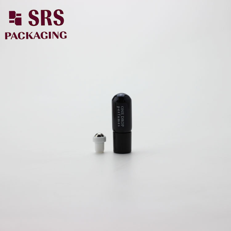 Black Electroplate Glass Bottle 3ml Round Bottom Roller Ball Bottle