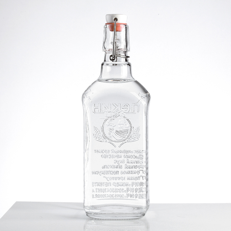 Empty Crystal Glass Bottle with Swing Cap 500 Ml /750 Ml Liquor Glass Bottle Whisky Bottle